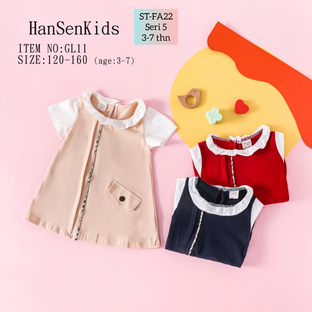 Setelan Dress Anak Cewek Ukuran Tanggung 3-7 th Seri 5